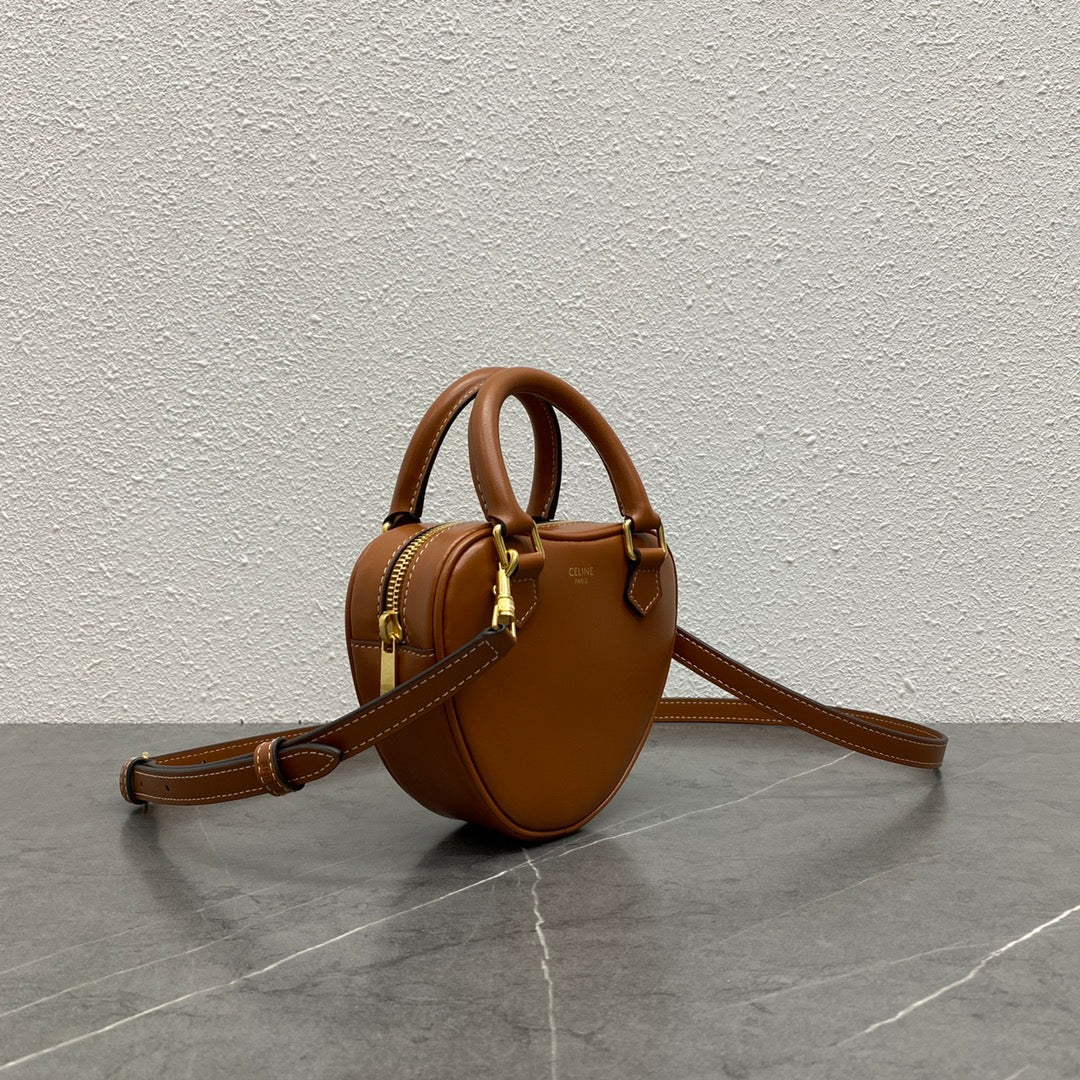 Top Quality Medium Heart Bag Brown For Women 6in/14.5cm 198223DUA.04LU