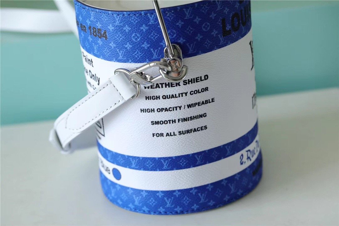 Top Quality Paint Can Coated Canvas By Virgil Ablohs Lagoon For Women, Womens Bags, Shoulder And Crossbody Bags 6.7in/17cm Top Quality M81597