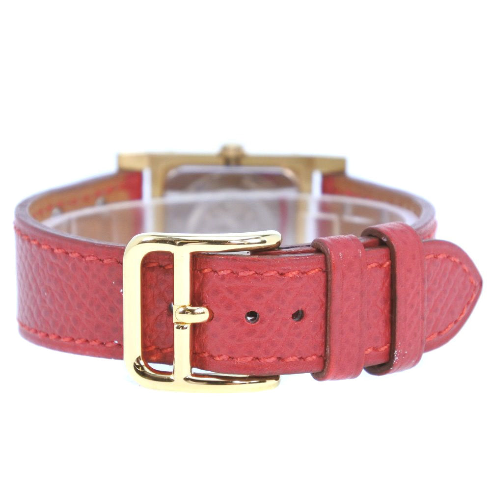 HERMES Watches Quartz Plated Gold , Leather gold Medor White dial Women  d