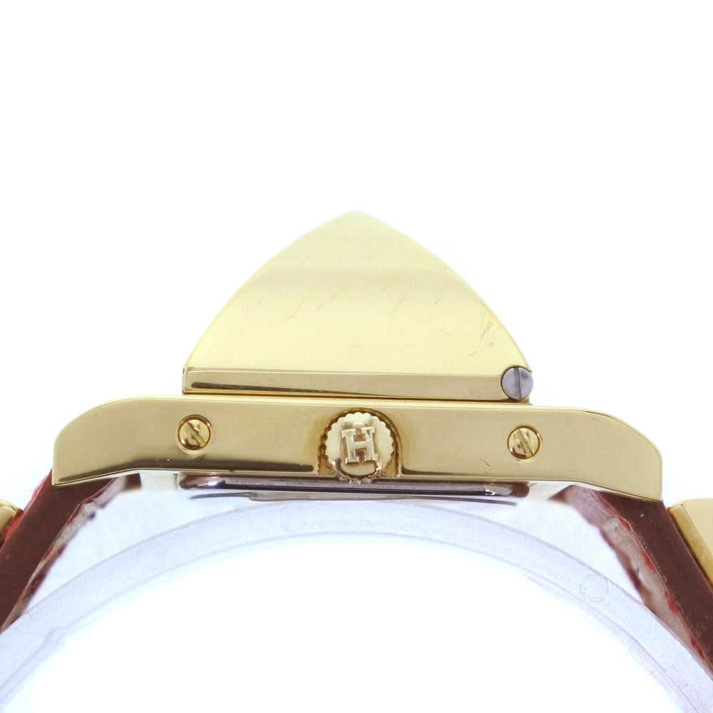 HERMES Watches Quartz Plated Gold , Leather gold Medor White dial Women  d