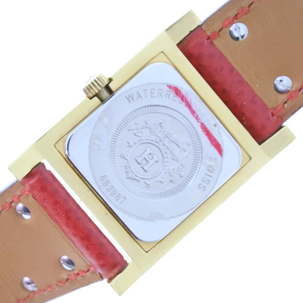 HERMES Watches Quartz Plated Gold , Leather gold Medor White dial Women  d