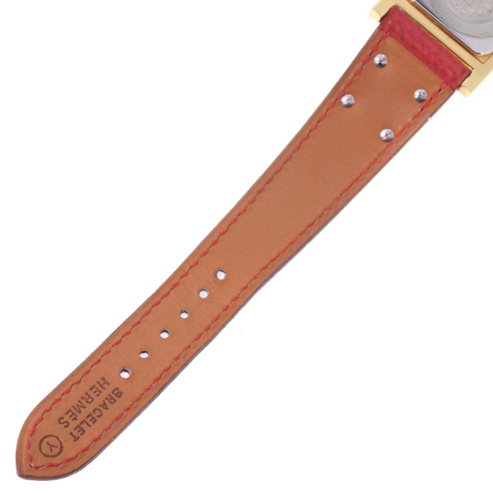 HERMES Watches Quartz Plated Gold , Leather gold Medor White dial Women  d