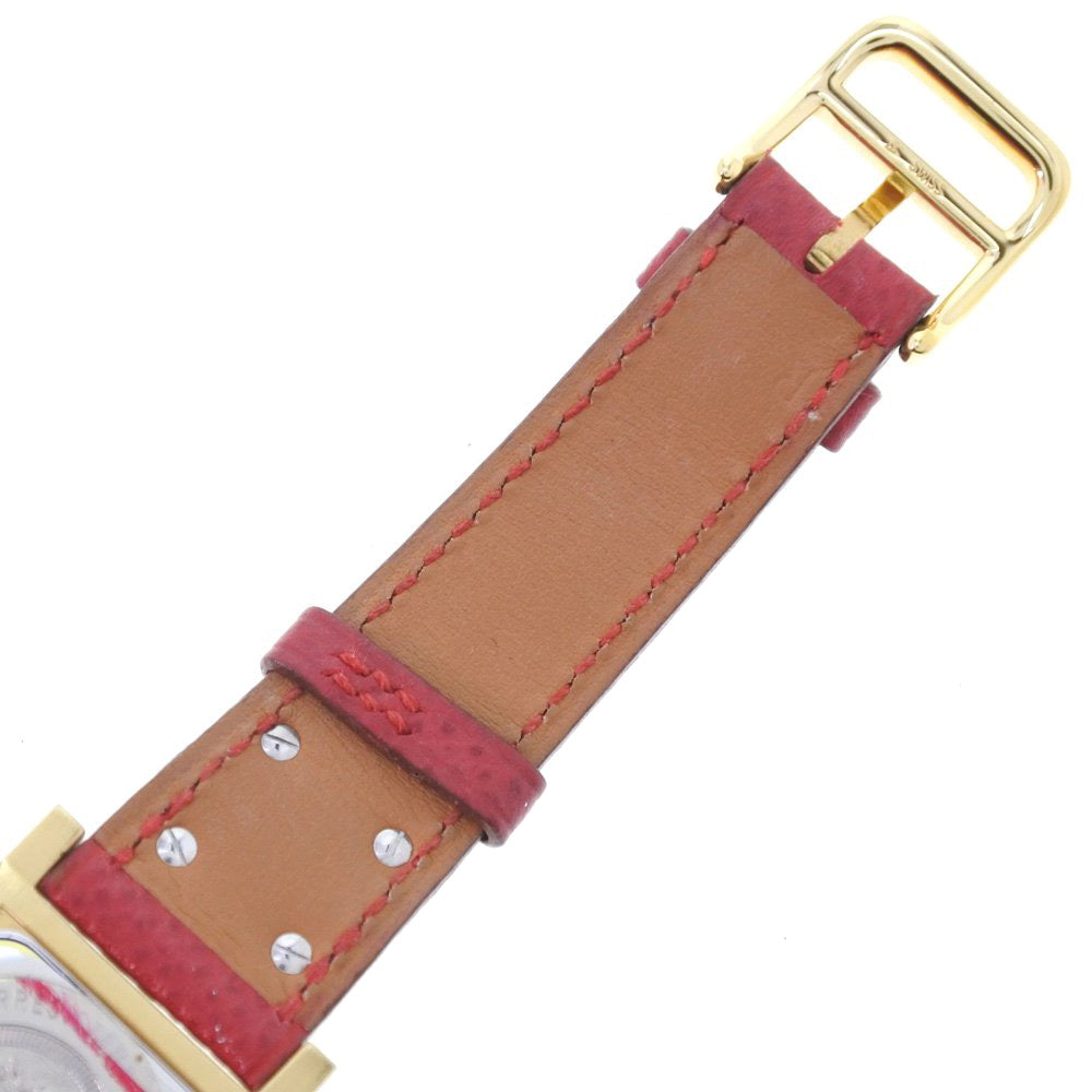 HERMES Watches Quartz Plated Gold , Leather gold Medor White dial Women  d