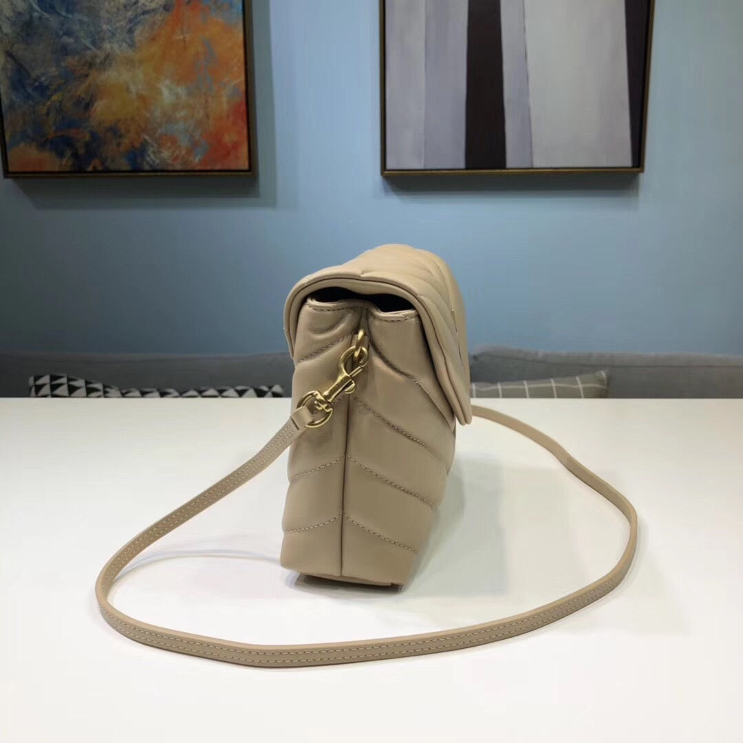 Top Quality Loulou Mini Shoulder Bag Beige For Women 7in/18cm YSL