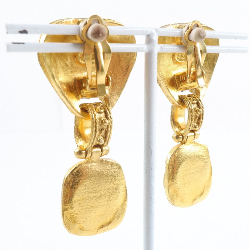 CHANEL Earring Plated Gold gold   Green stone Women