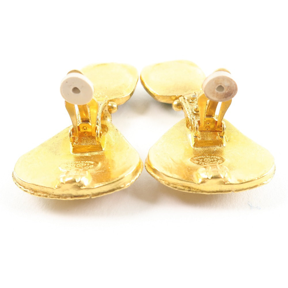 CHANEL Earring Plated Gold gold   Green stone Women