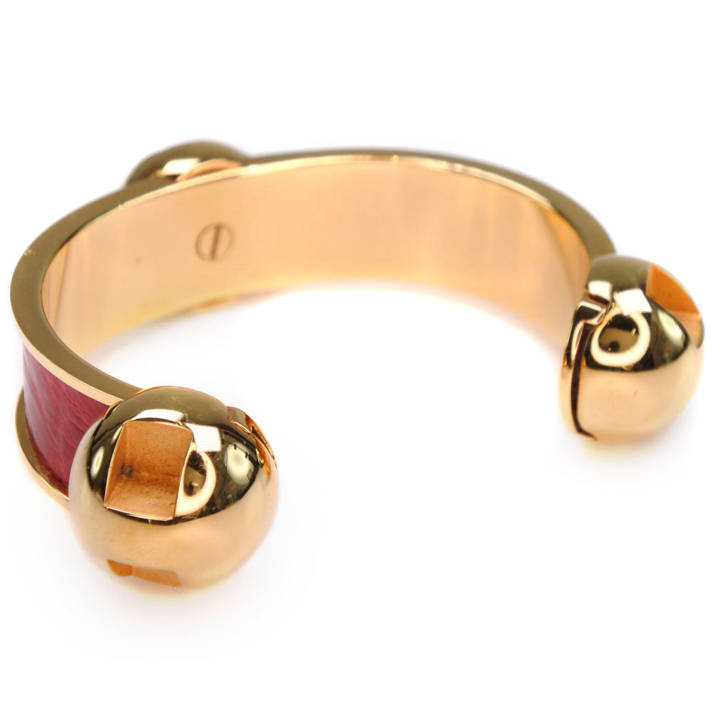 HERMES Bangle Metal leather gold Women  d