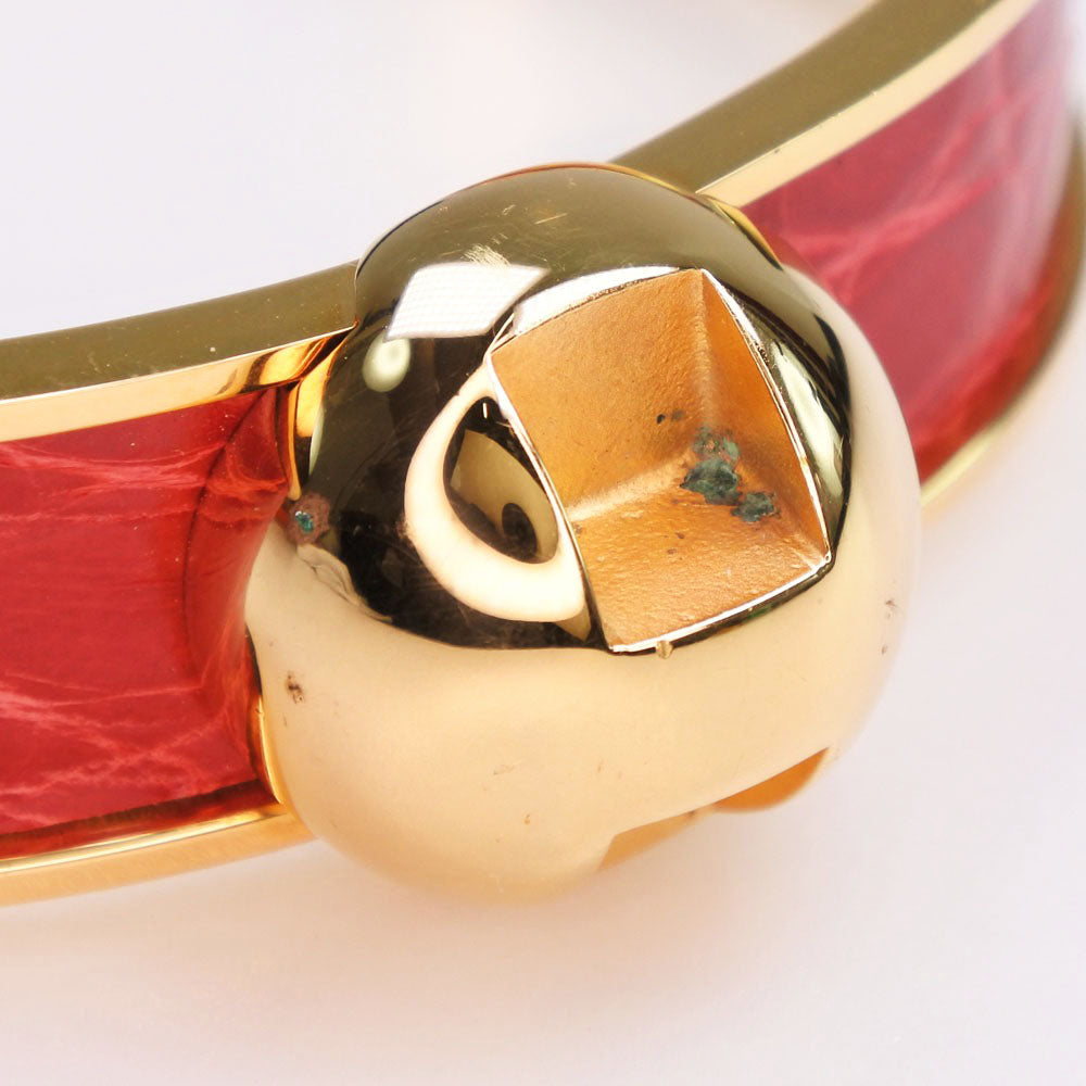 HERMES Bangle Metal leather gold Women  d