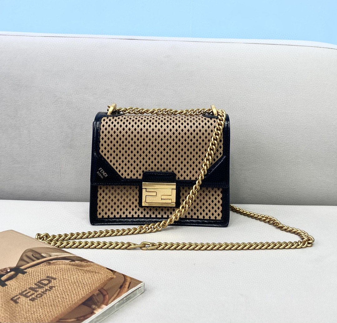 Top QualityTop Quality Small Kan U Black and Brown Bag For Woman 19cm/7.5in485