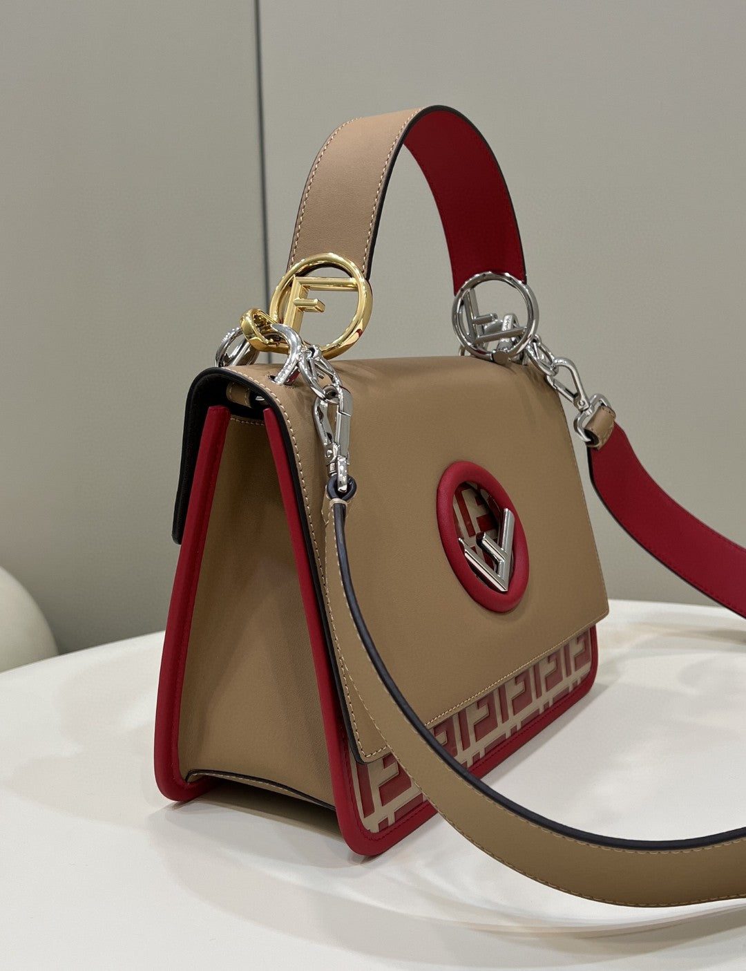 Top QualityTop Quality Kan I F Medium Brown and Red Bag For Woman 18cm/7in