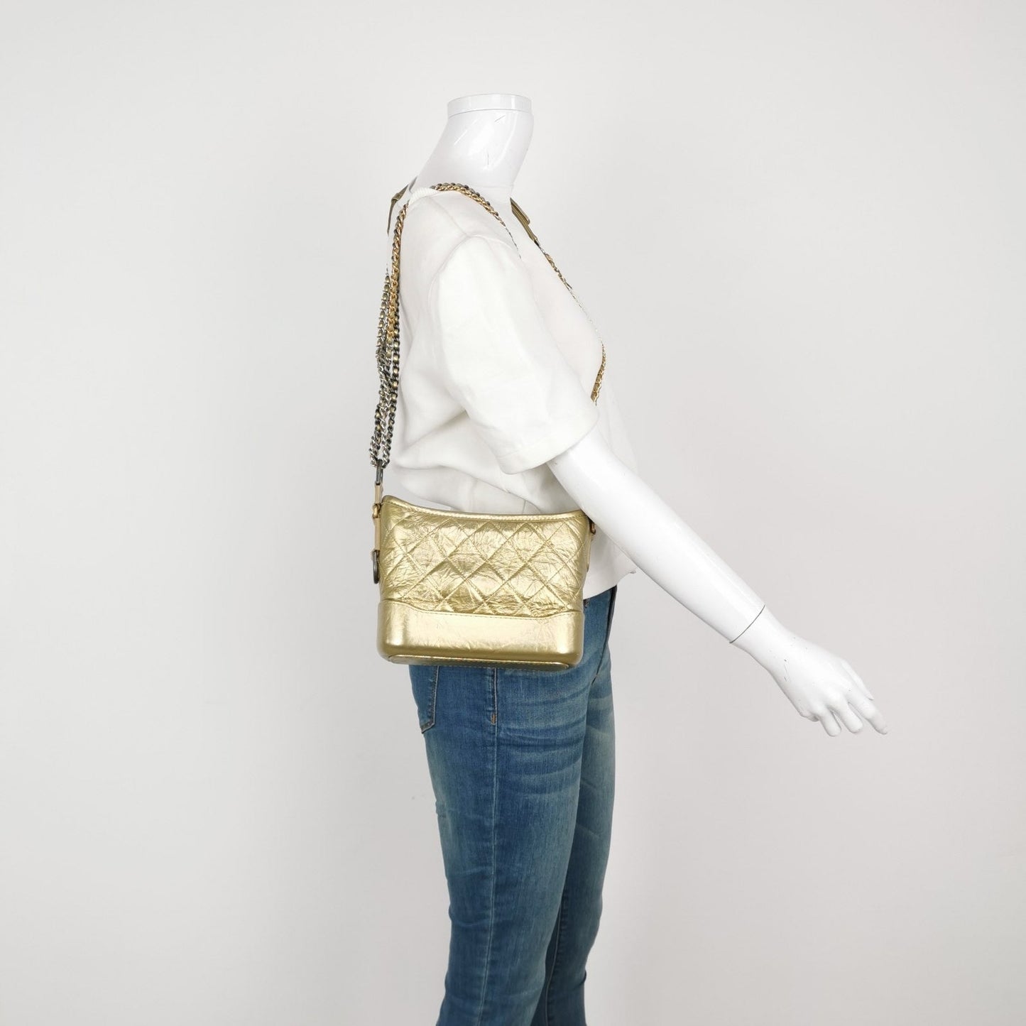 Chanel Gabrielle Hobo 2019 Gold Leather Small Crossbody Bag
