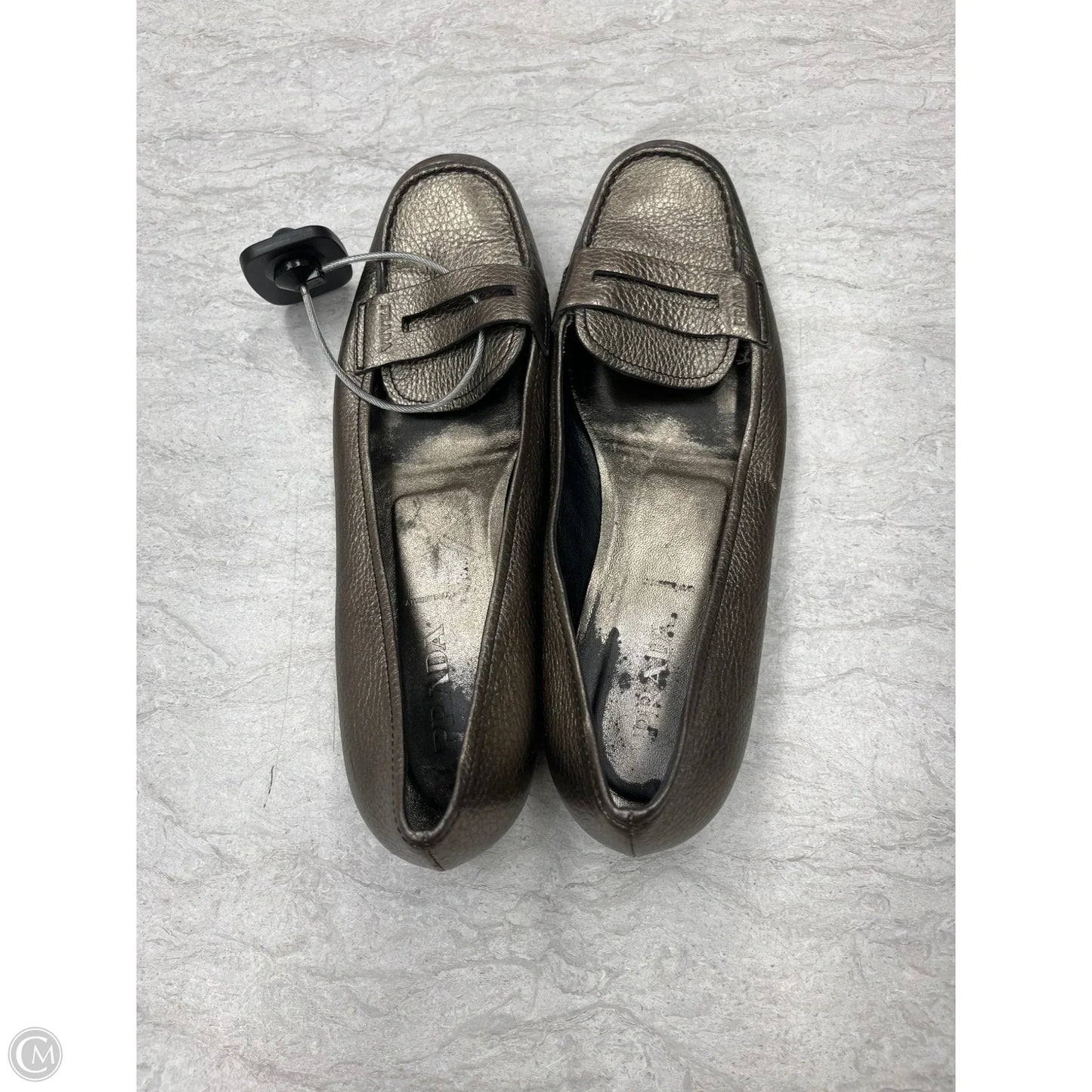 Shoes Luxury Designer By Prada In Gold, Size: 9