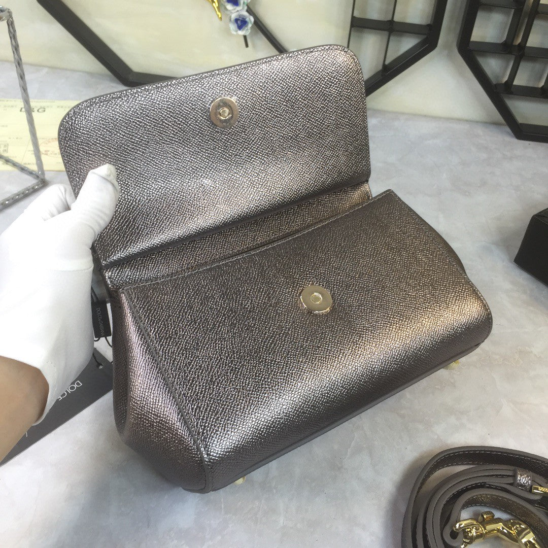 Top Quality Medium Sicily Handbag In Dauphine Palladium For Women 10.2in/26cm Top Quality