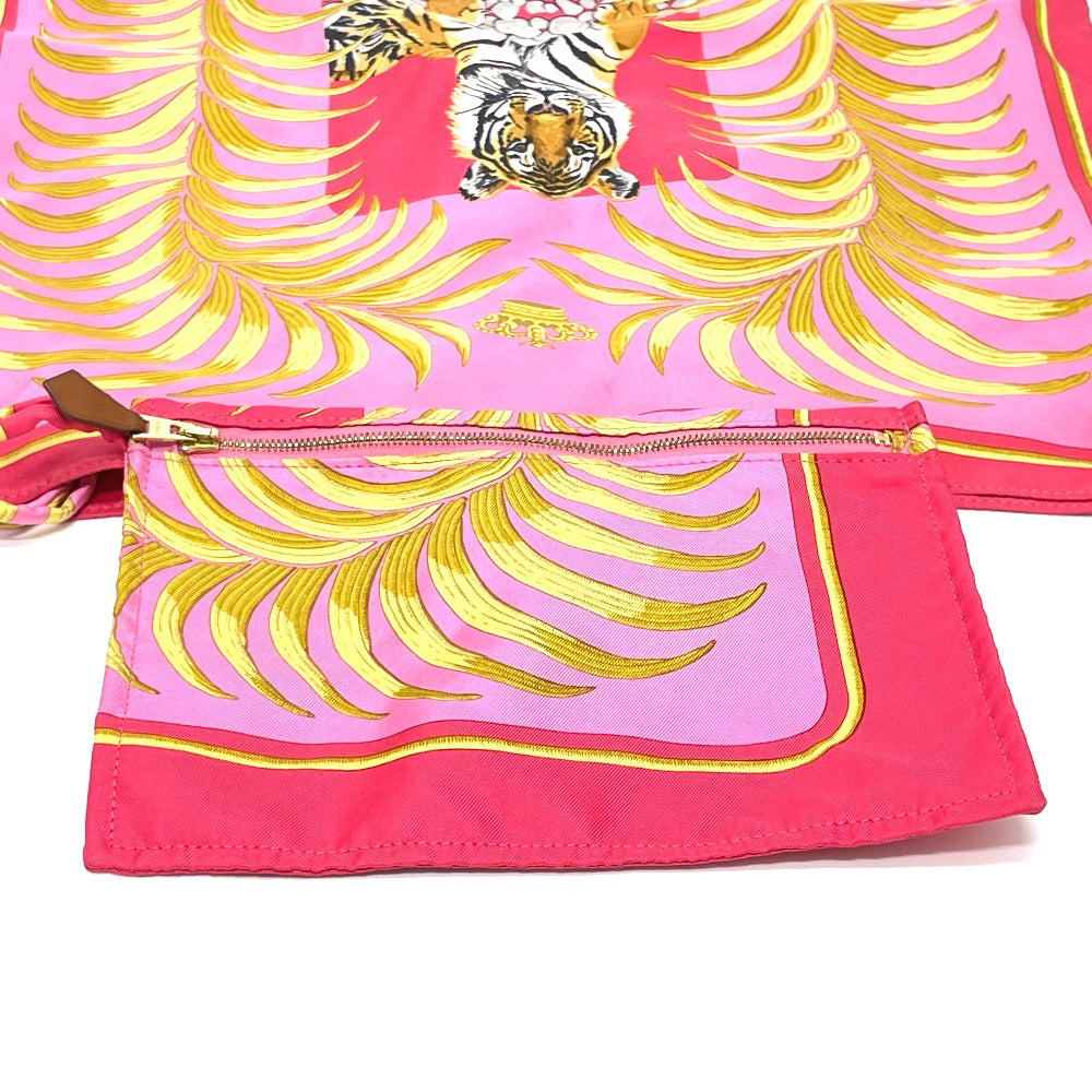 HERMES Shoulder Bag Silk / leather Pink type Tiger pattern silky city GM Women  d