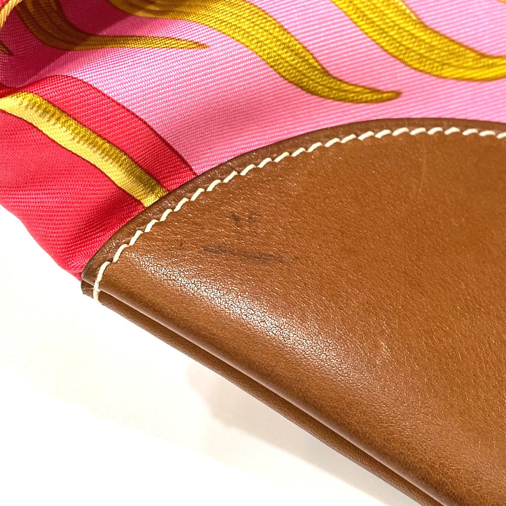HERMES Shoulder Bag Silk / leather Pink type Tiger pattern silky city GM Women  d