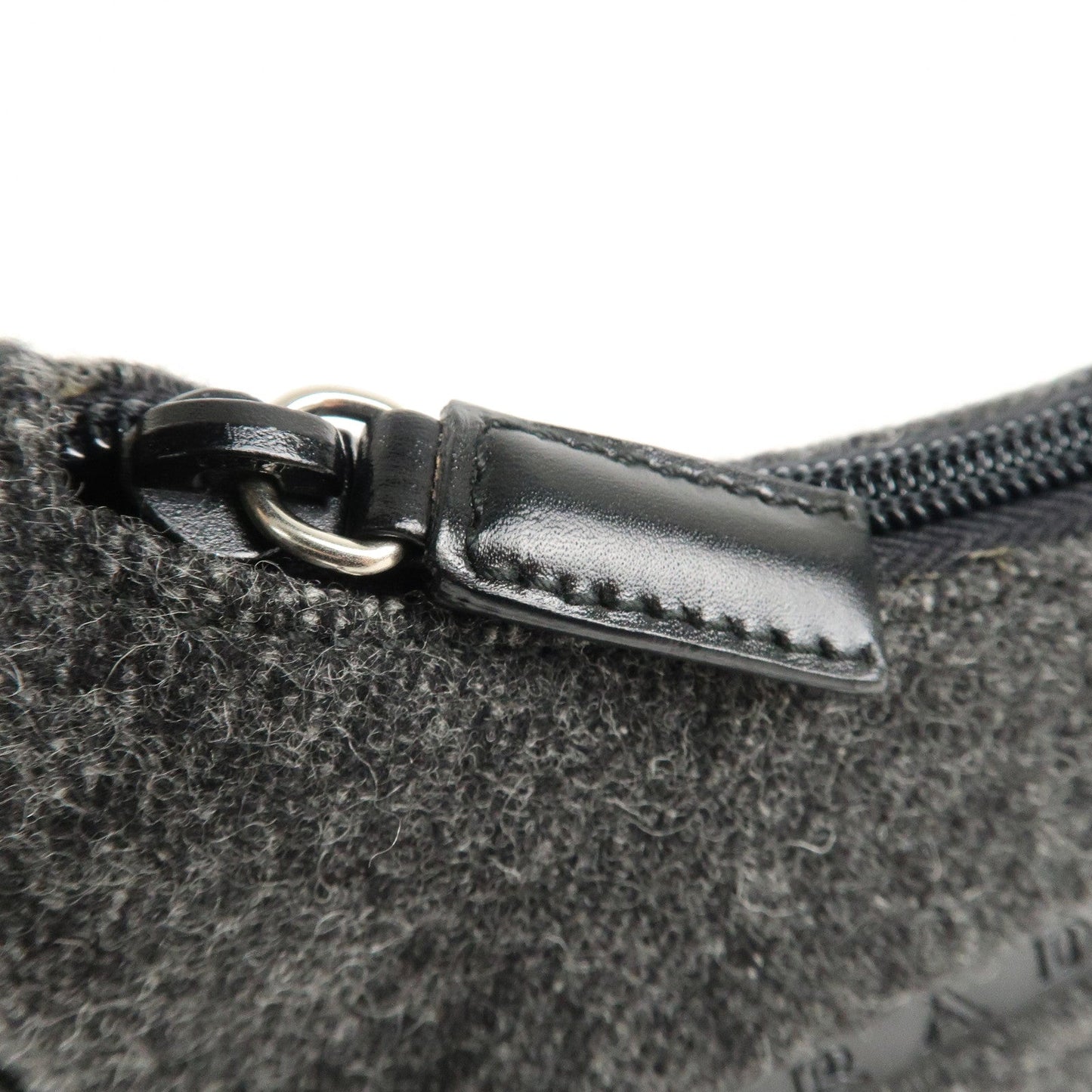 PRADA Felt Leather Shoulder Bag Hand Bag Gray Black  d