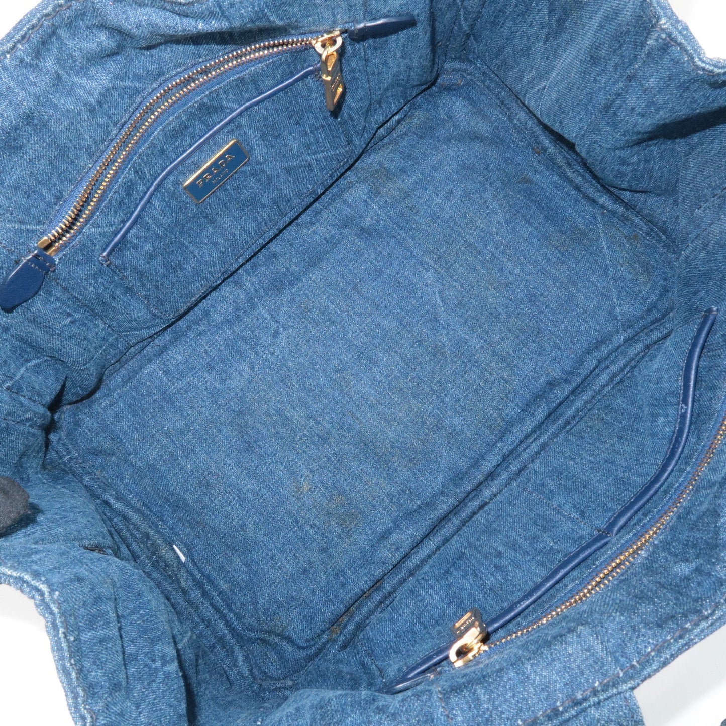 PRADA Canapa Large Canvas Tote Bag Hand Bag Denim Blue B1872B  d