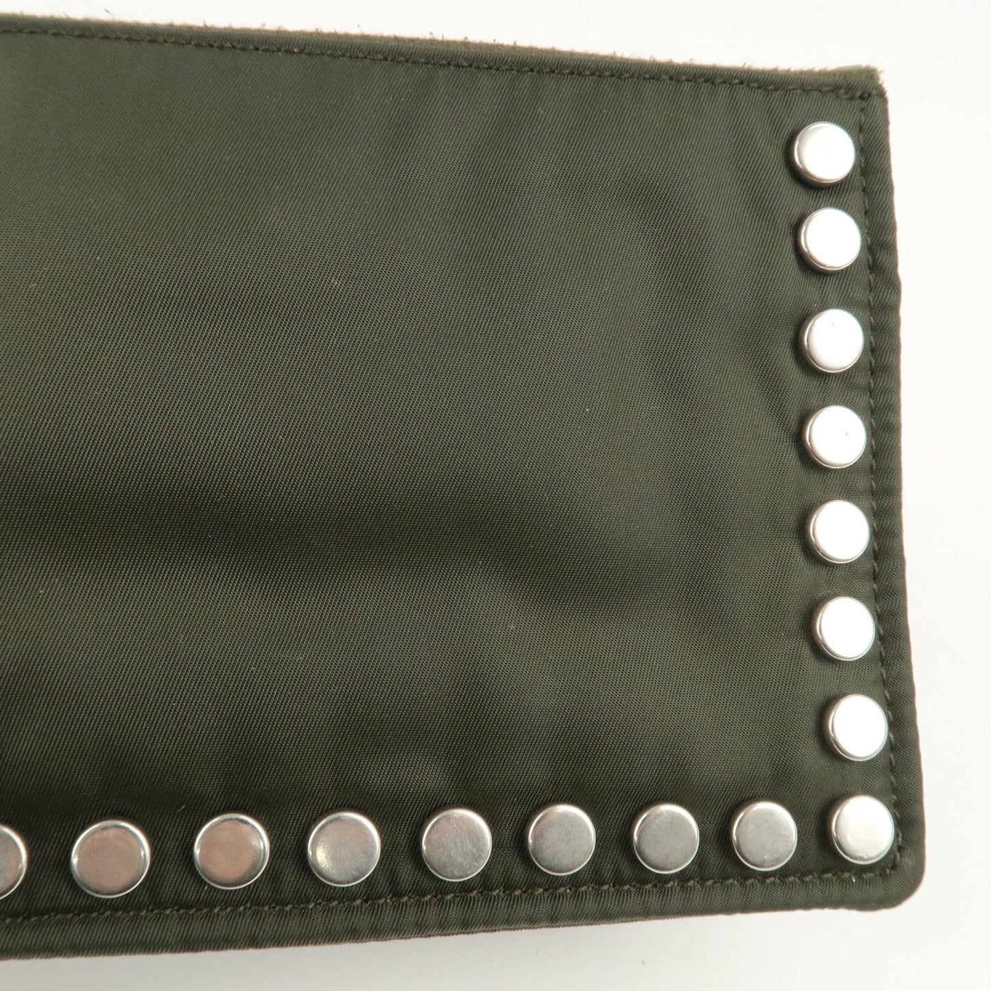 PRADA Tessuto Travel Pouch Studs Military Silver HDW  d