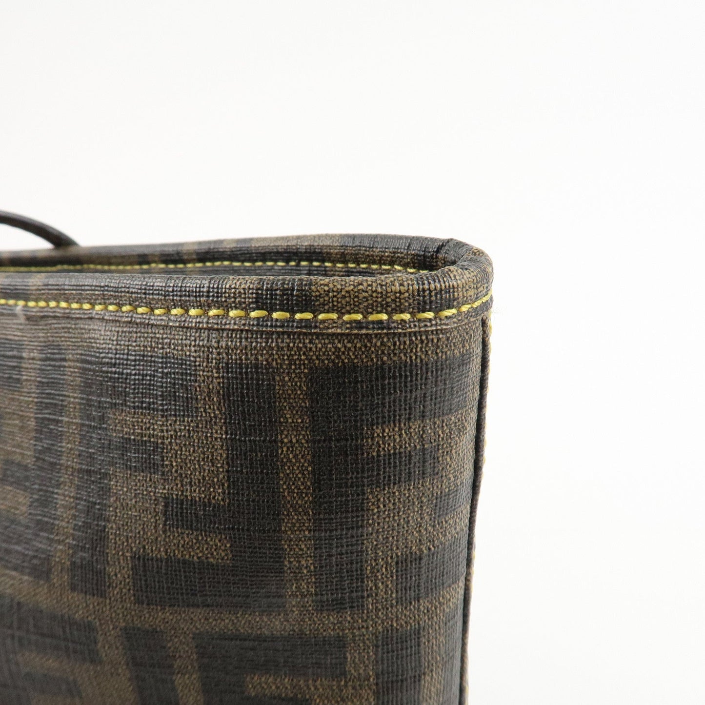 FENDI Zucca Logo Print PVC Tote Bag Brown Black 8BH198  d