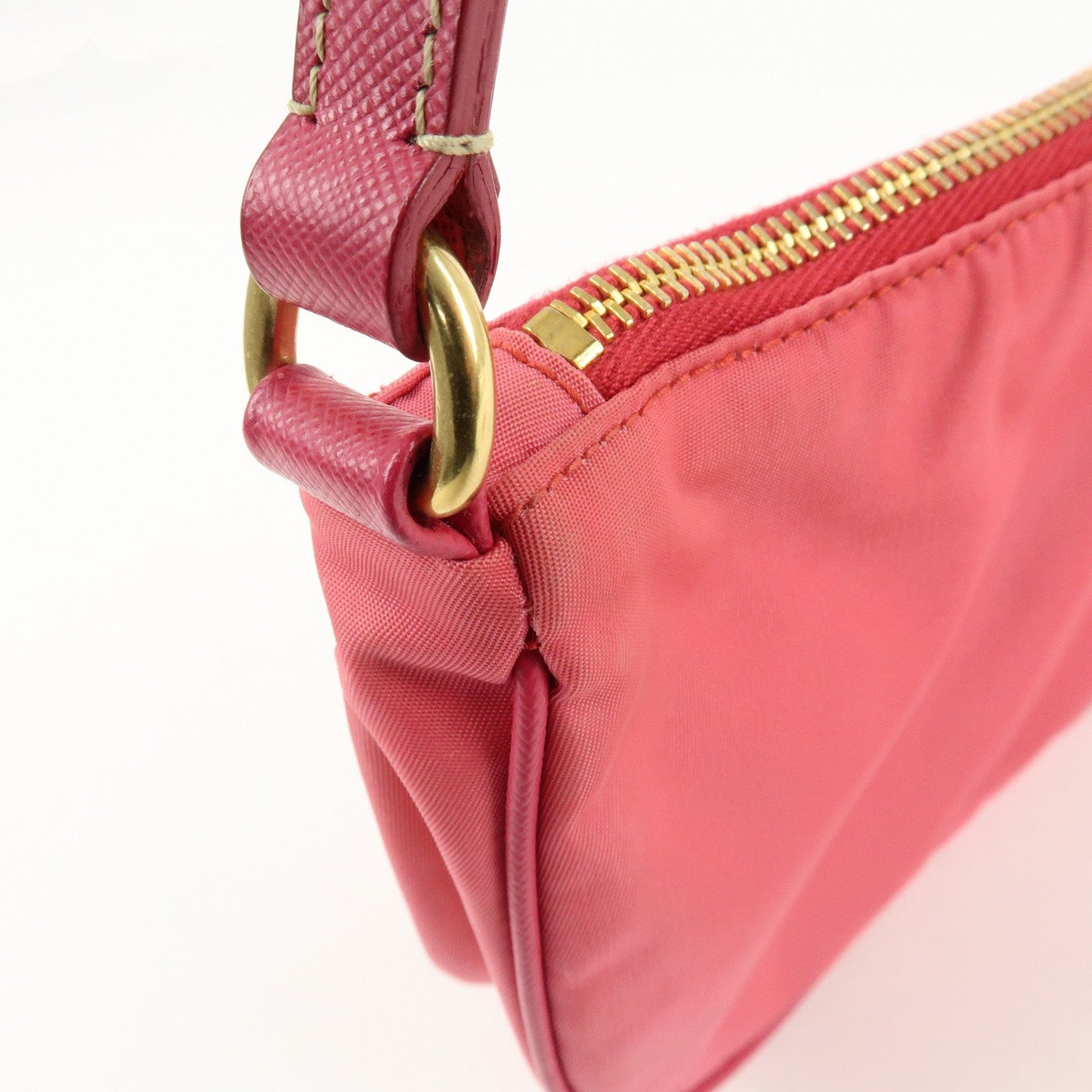 PRADA Nylon Saffiano Leather Shoulder Bag Hand Bag Pink  d