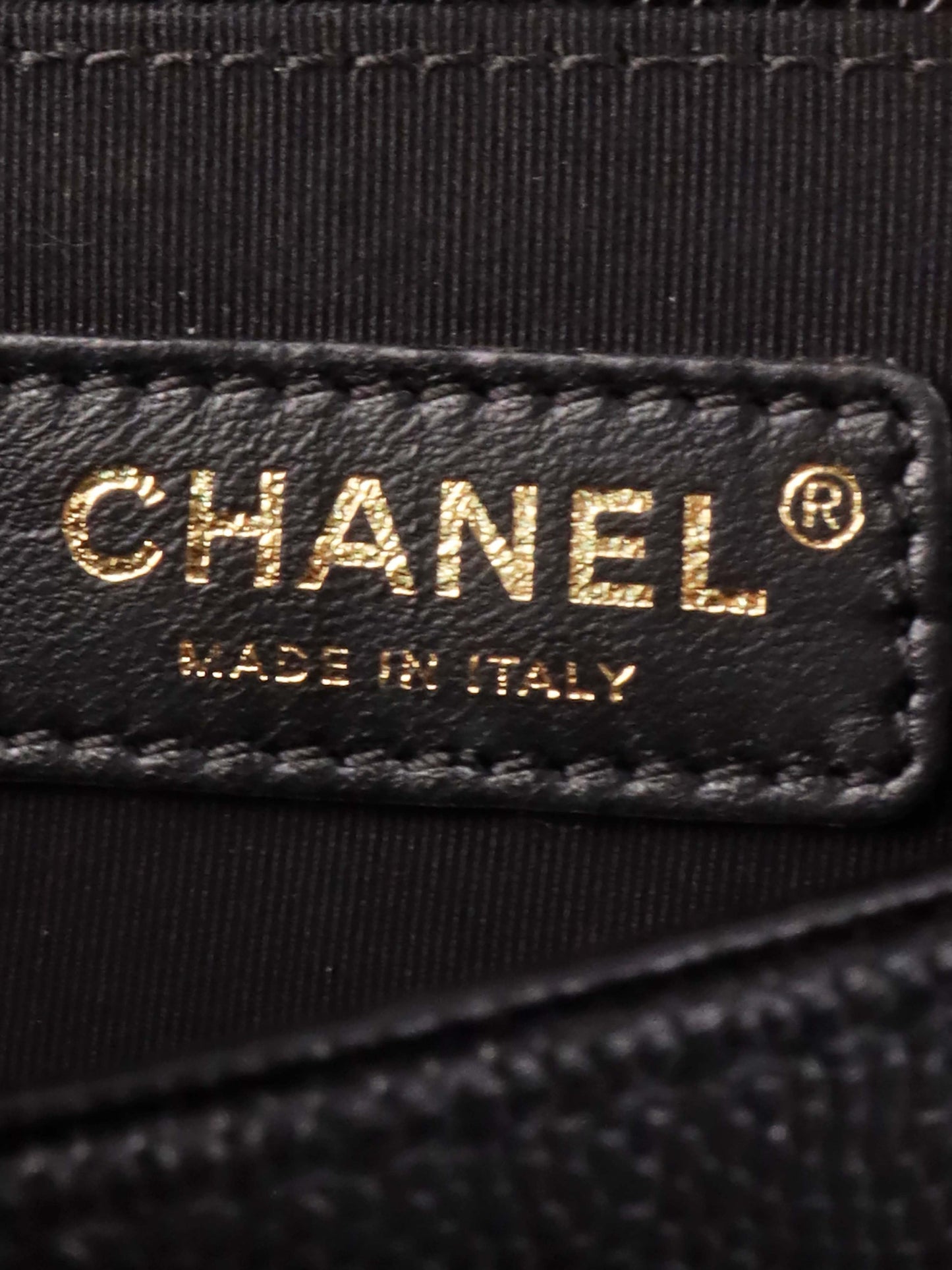 Chanel Black Chevron Caviar Medium Boy Bag.
