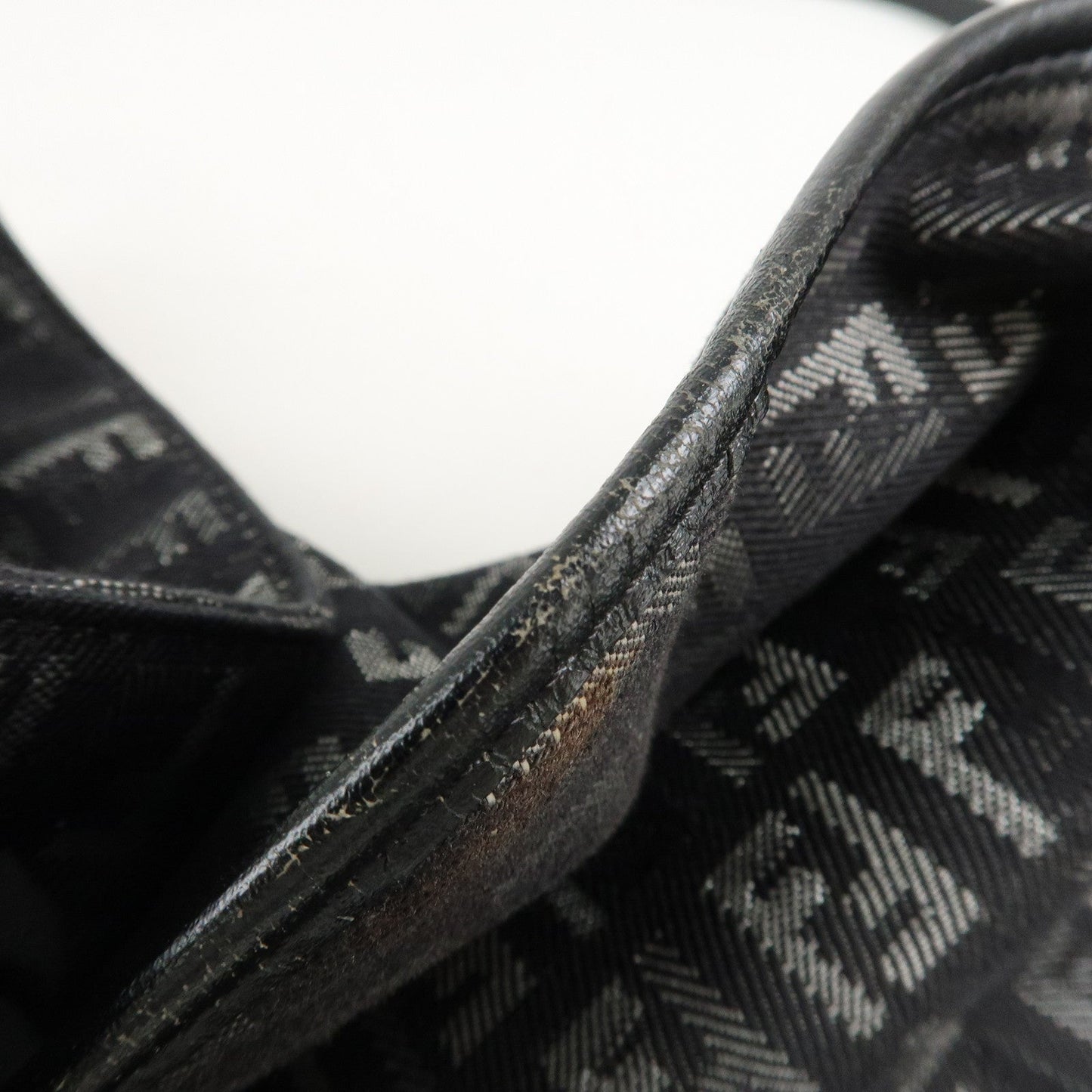 FENDI Zucchino Canvas Leather Shoulder Bag Brown Black 8BT052  d