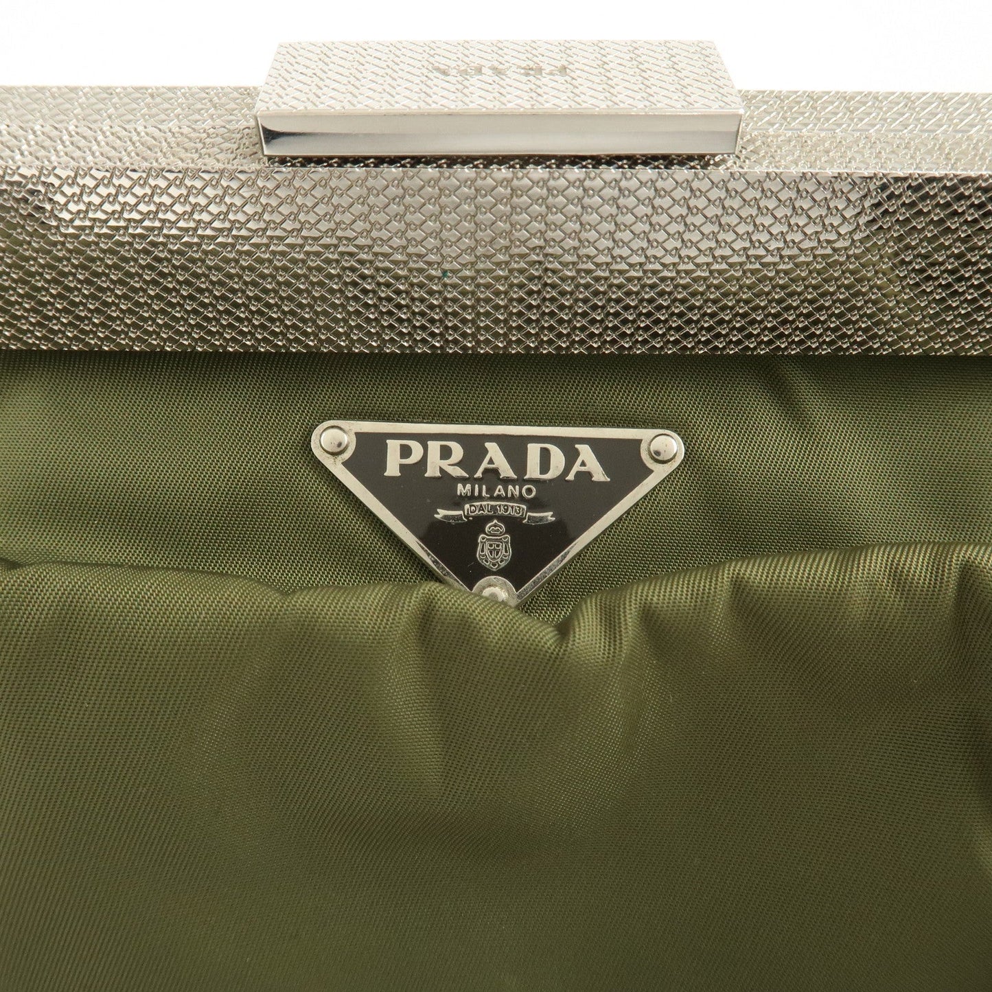 PRADA Nylon Leather Shoulder Bag Khaki Brown Green  d