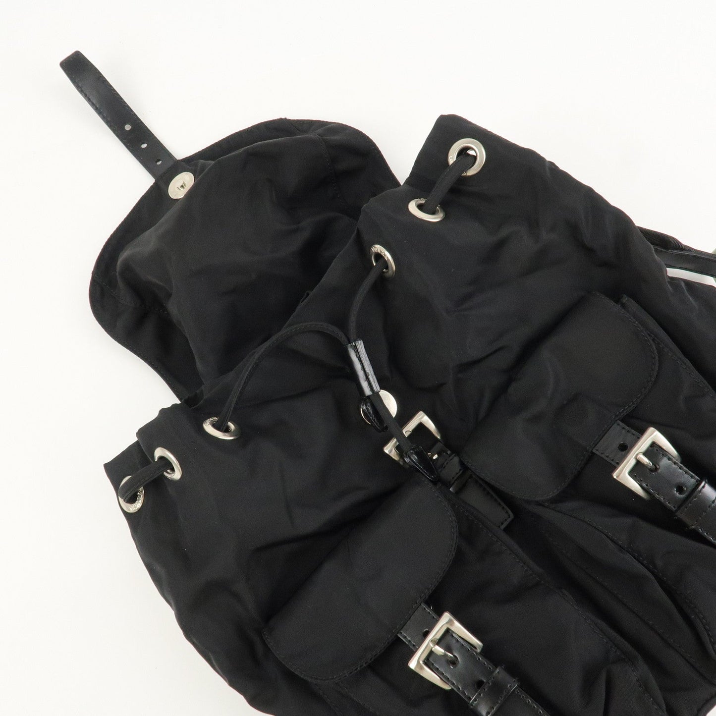 PRADA Triangle Logo Nylon Leather Back Pack Black B5885  d
