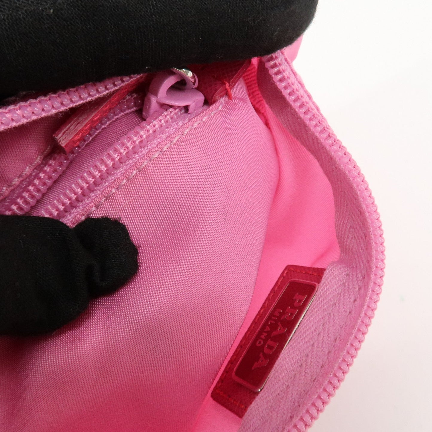 PRADA Nylon Saffiano Leather Pouch Begonia 1N0011  d