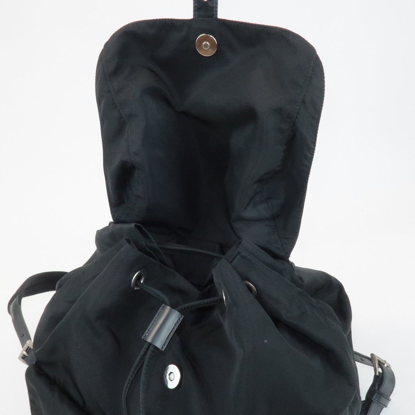 PRADA Triangle Logo Nylon Leather Back Pack Ruck Sack Black B2811  d