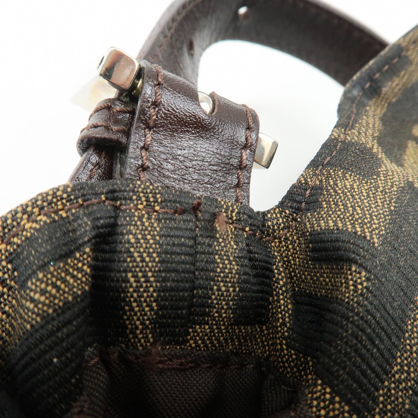 FENDI Mamma Baguette Zucca Canvas Leather Shoulder Bag 26424  d