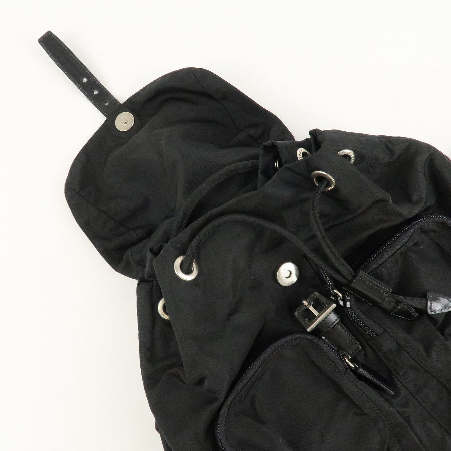 PRADA Triangle Logo Nylon Leather Back Pack Black B5885  d