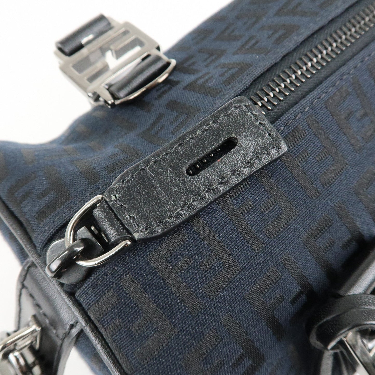 FENDI Zucca PVC Enamel Mini Boston Bag Black 8BL068  d