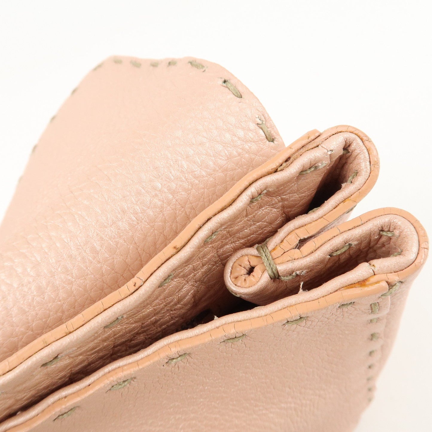 FENDI Selleria Leather Mini Linda Hand Bag Pink 8BR486  d