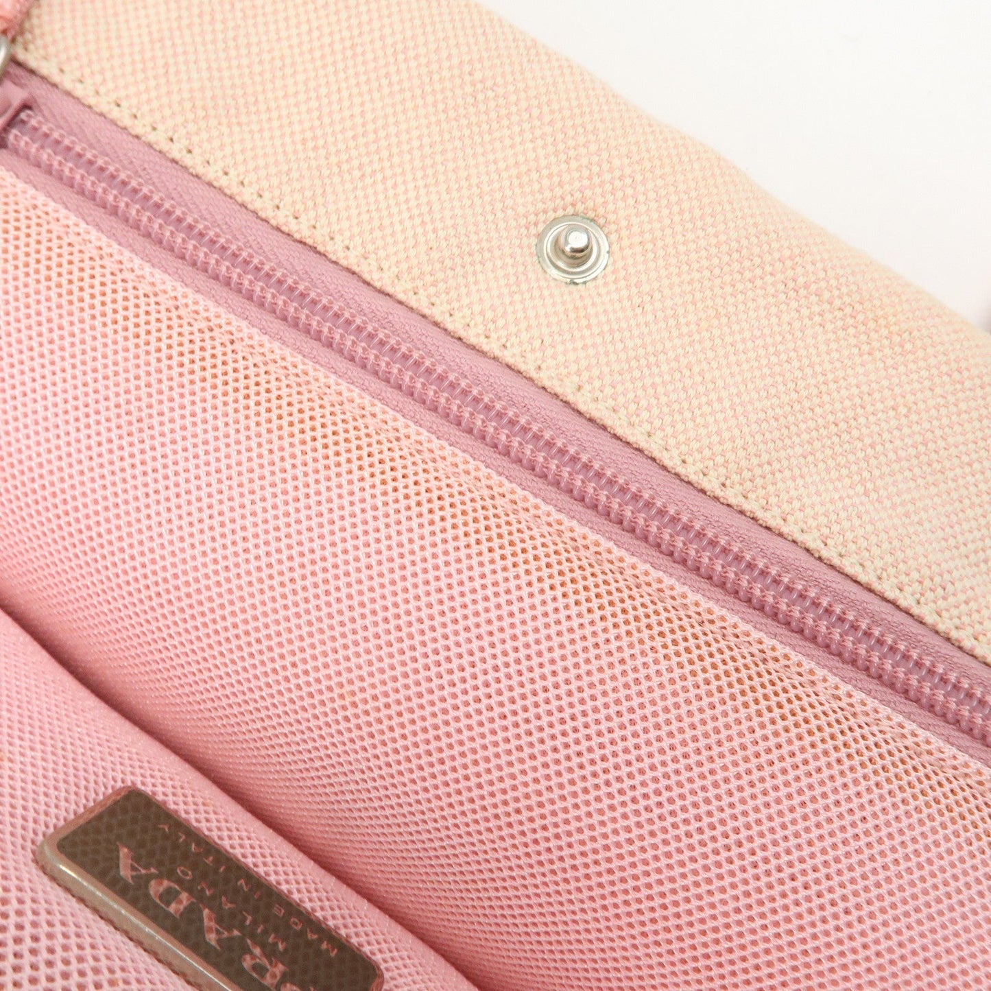PRADA Canvas Leather Nylon Tote Bag Hand Bag Pink Silver HDW  d
