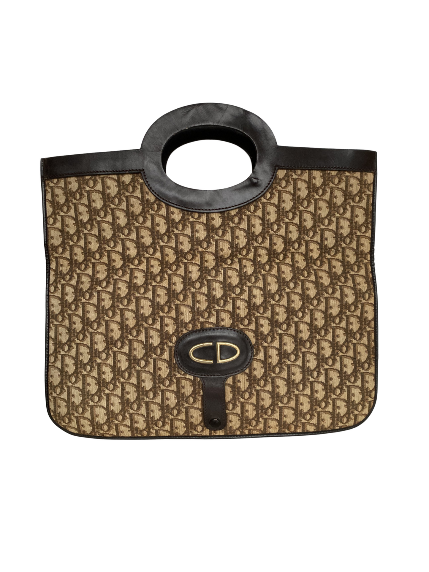 Dior   Brown Oblique Fold Over Clutch