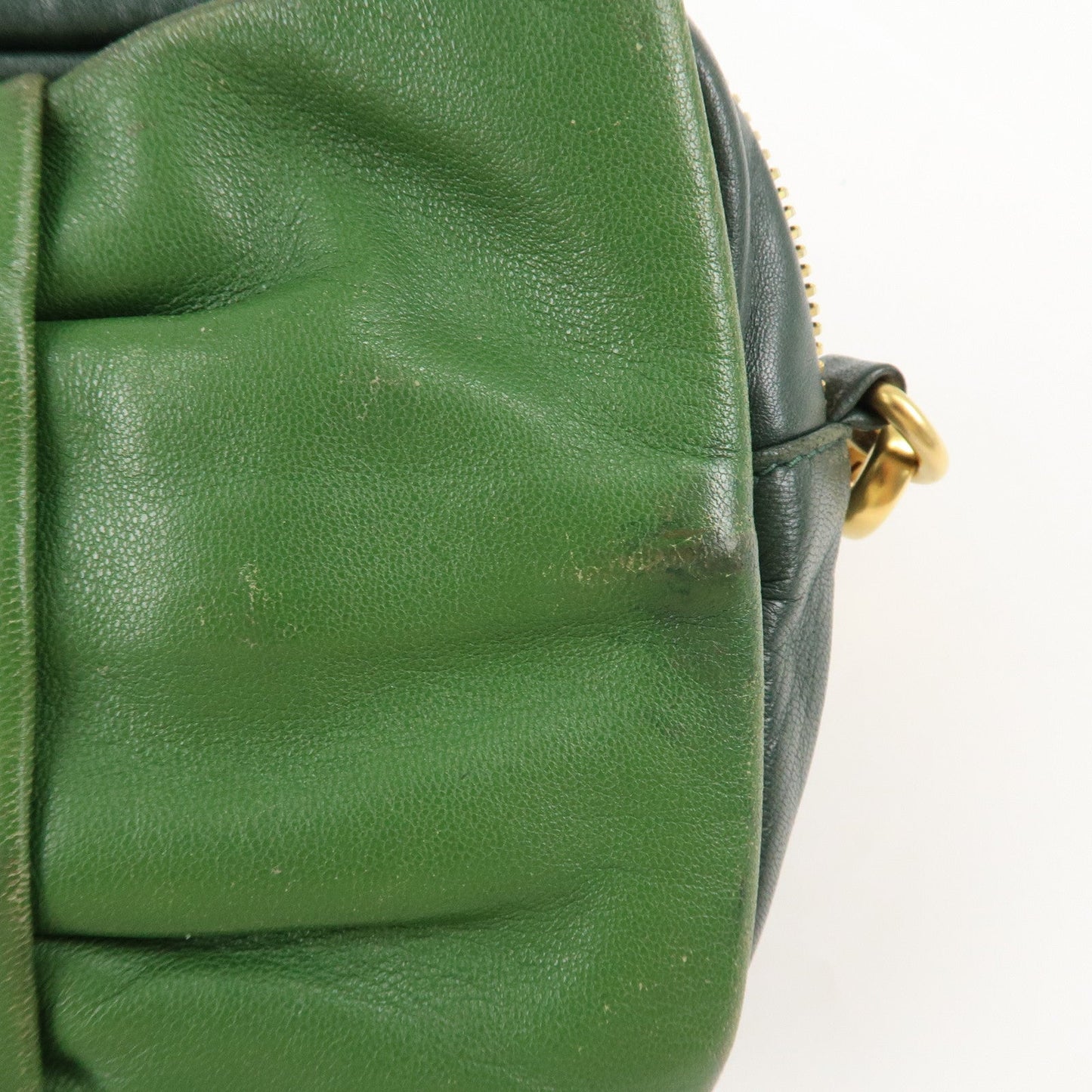 PRADA Logo Leather Ribbon Shoulder Bag Green BP0166  d