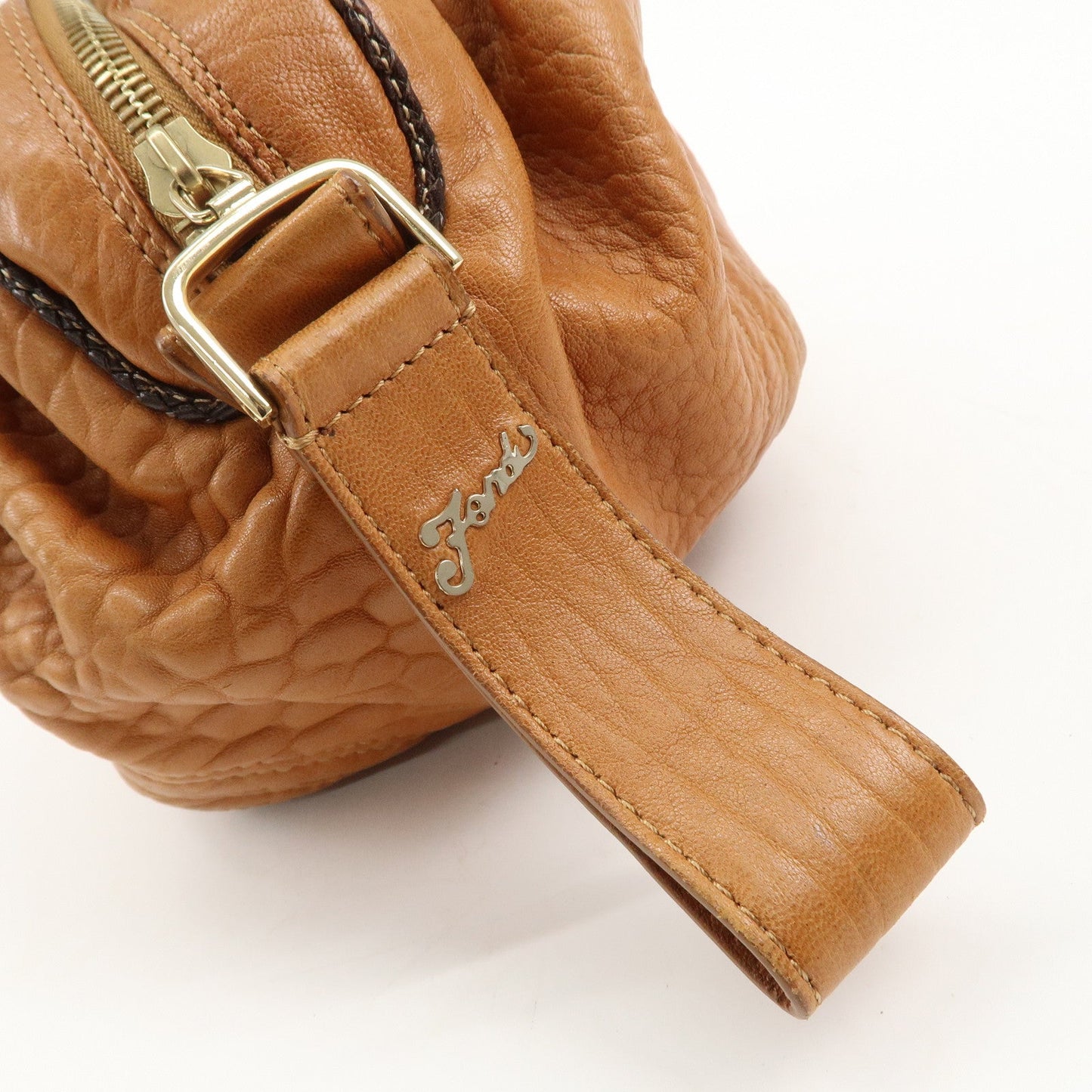 FENDI Leather Mini Spy Bag Hand Bag Brown Dark Brown 8BL078  d