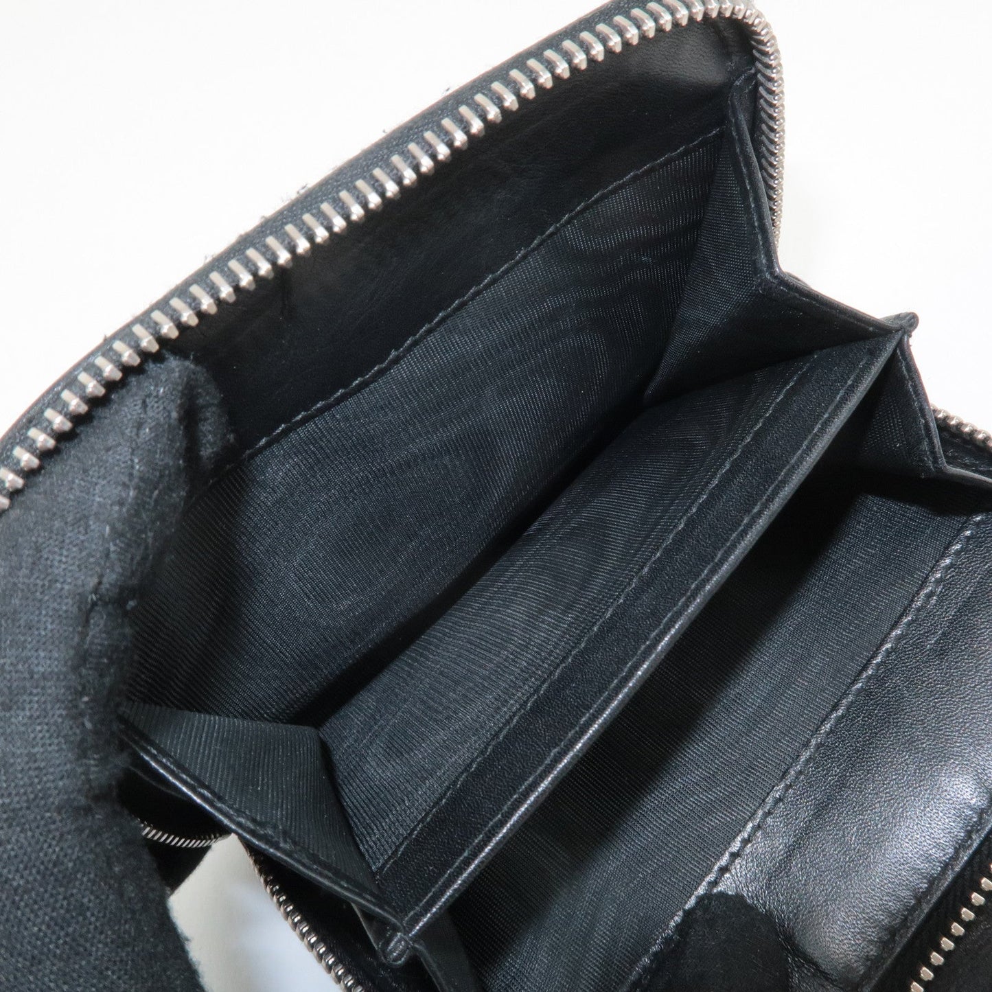 PRADA Logo Leather Round Zip Wallet Bijou Black  d