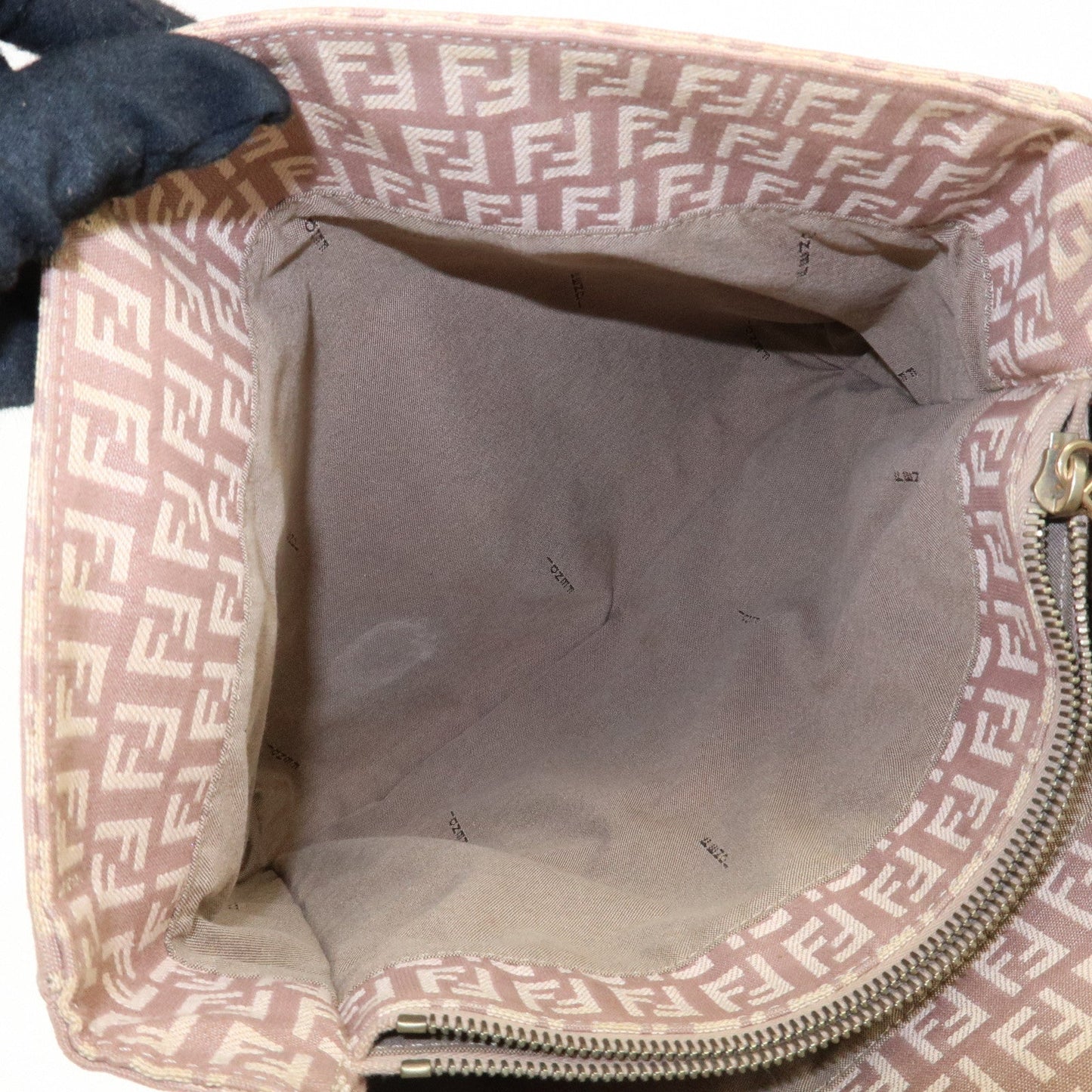 FENDI Zucchino Canvas Leather Tote Bag Pink Beige 8BH133  d