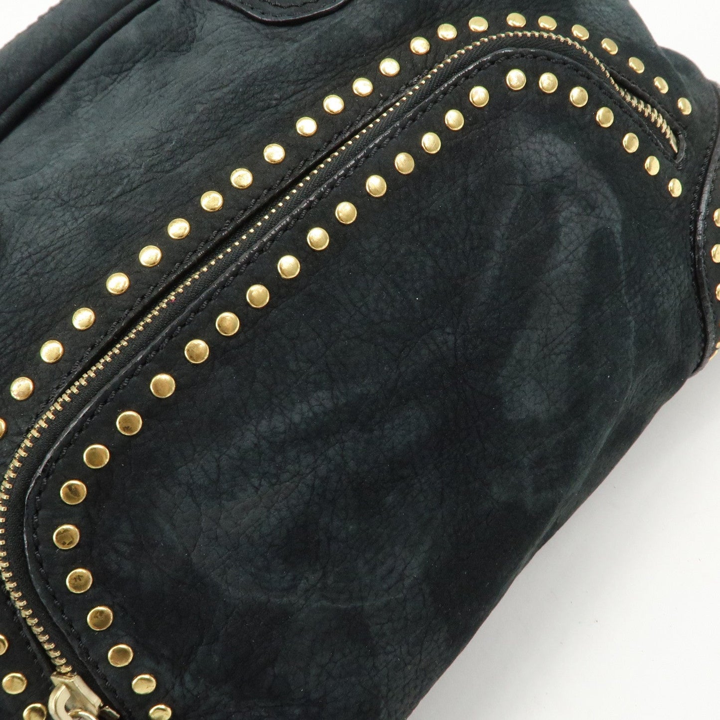 FENDI Suede Studs Mini Boston Bag Black 8BL076  d