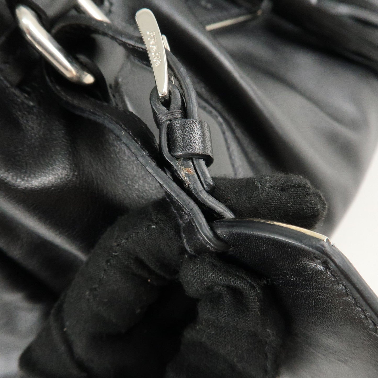 PRADA Leather Tote Bag Shoulder Bag Black BR3616  d