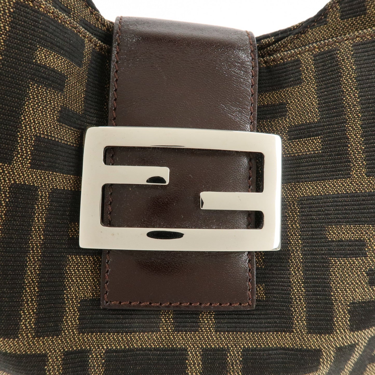 FENDI Zucca Canvas Leather Shoulder Bag Brown Black 26569  d