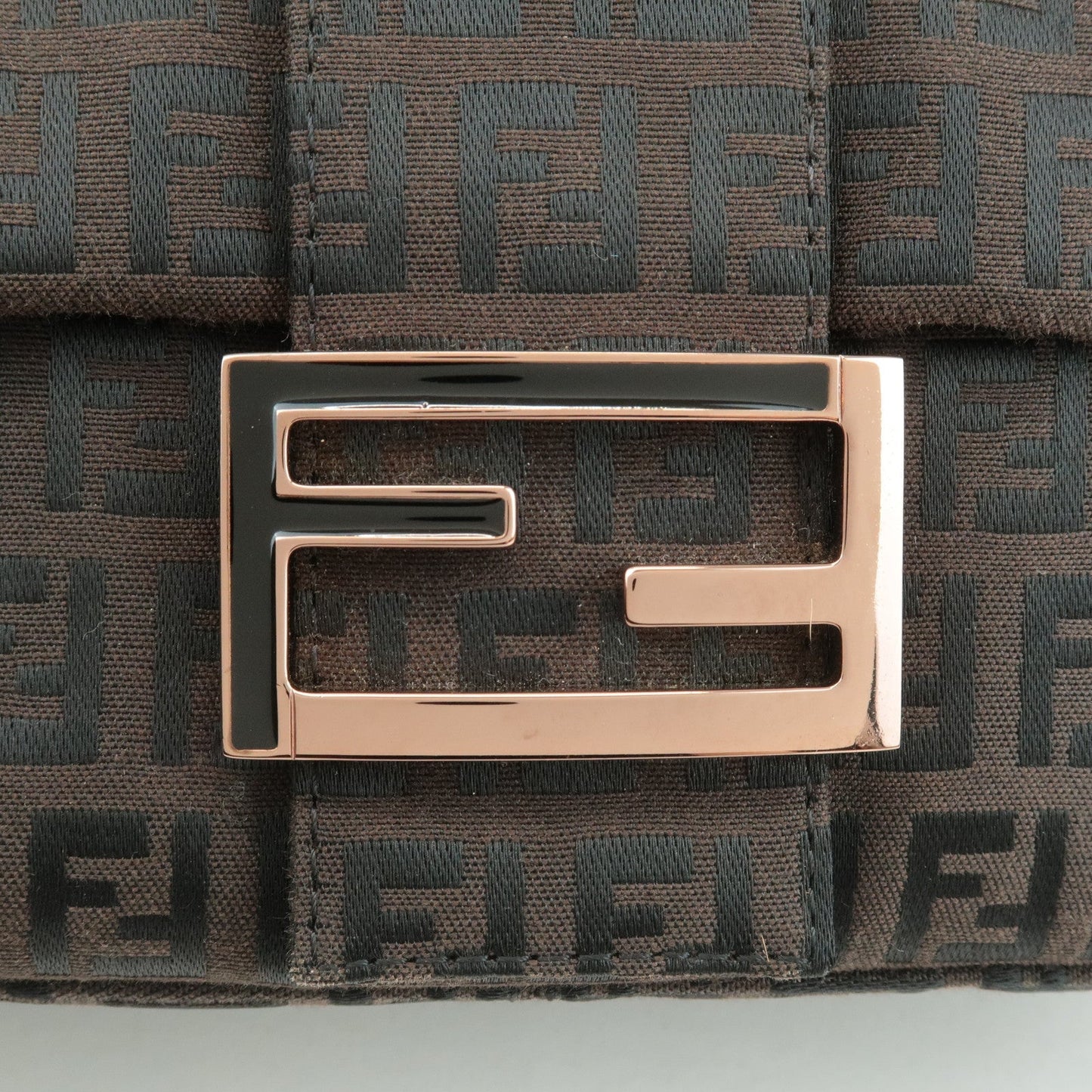 FENDI Zucchino Mamma Baguette Canvas Leather Shoulder Bag 8BR001  d