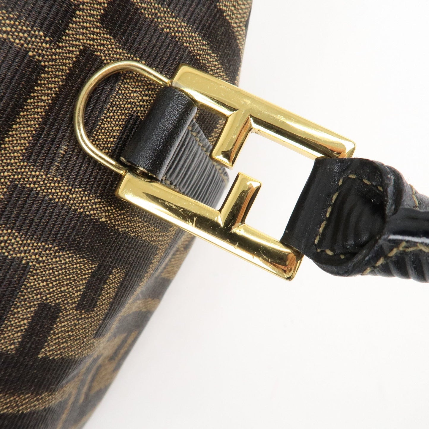 FENDI Zucca Canvas Leather 2WAY Bag Brown Black 261470  d