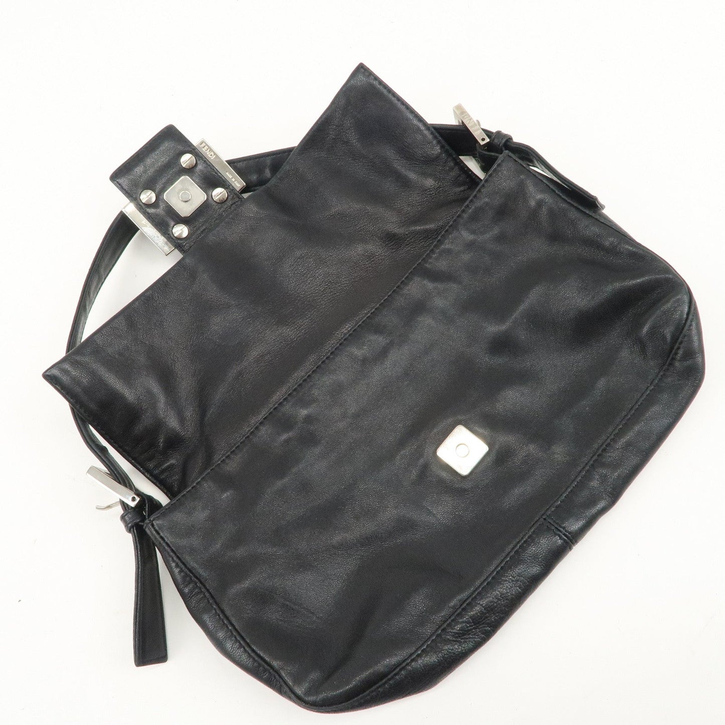 FENDI  Mamma Baguette Leather Shoulder Bag Hand Bag Black 26424  d