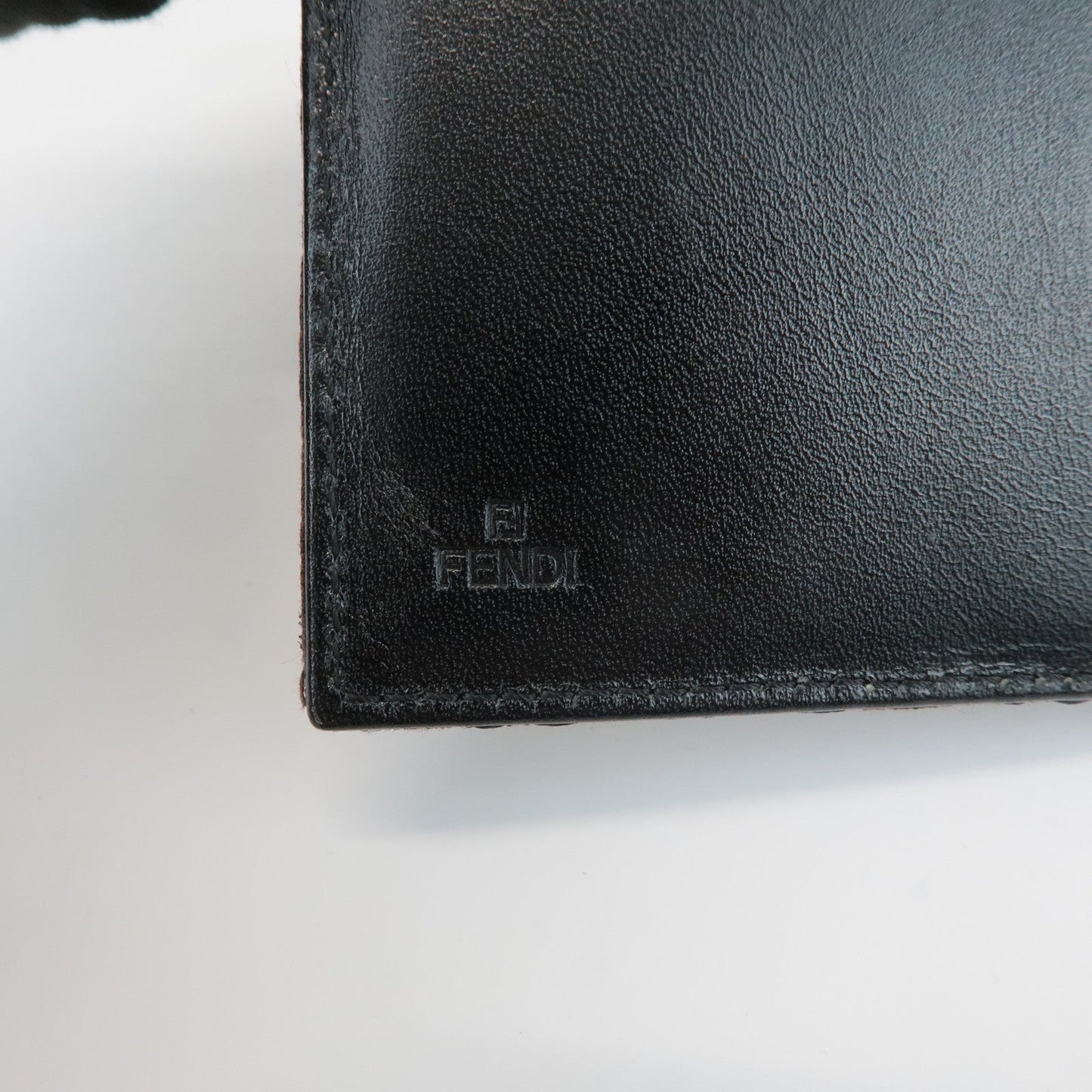 FENDI Zucca Canvas Leather Double Hook Wallet Brown Black 8M0035  d