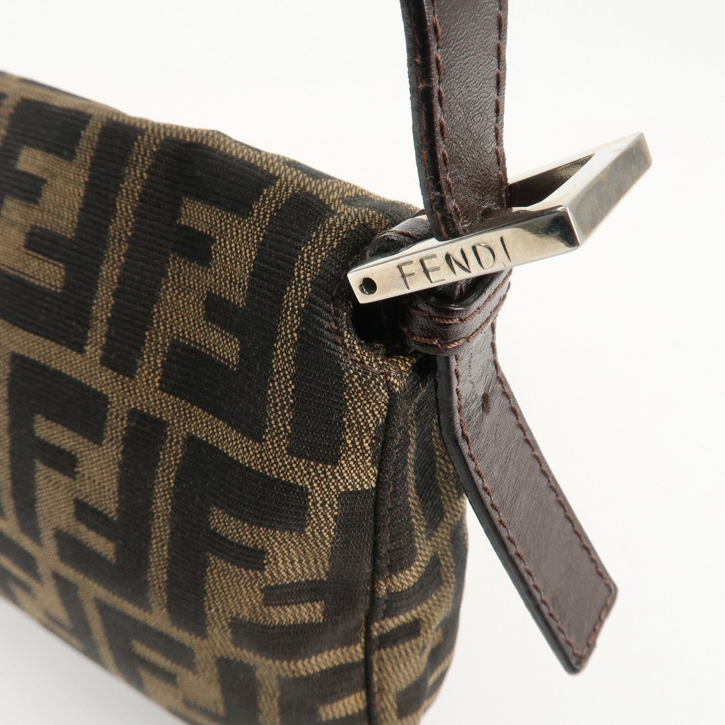 FENDI Zucca Mamma Baguette Canvas Shoulder Bag Brown Black 26424  d