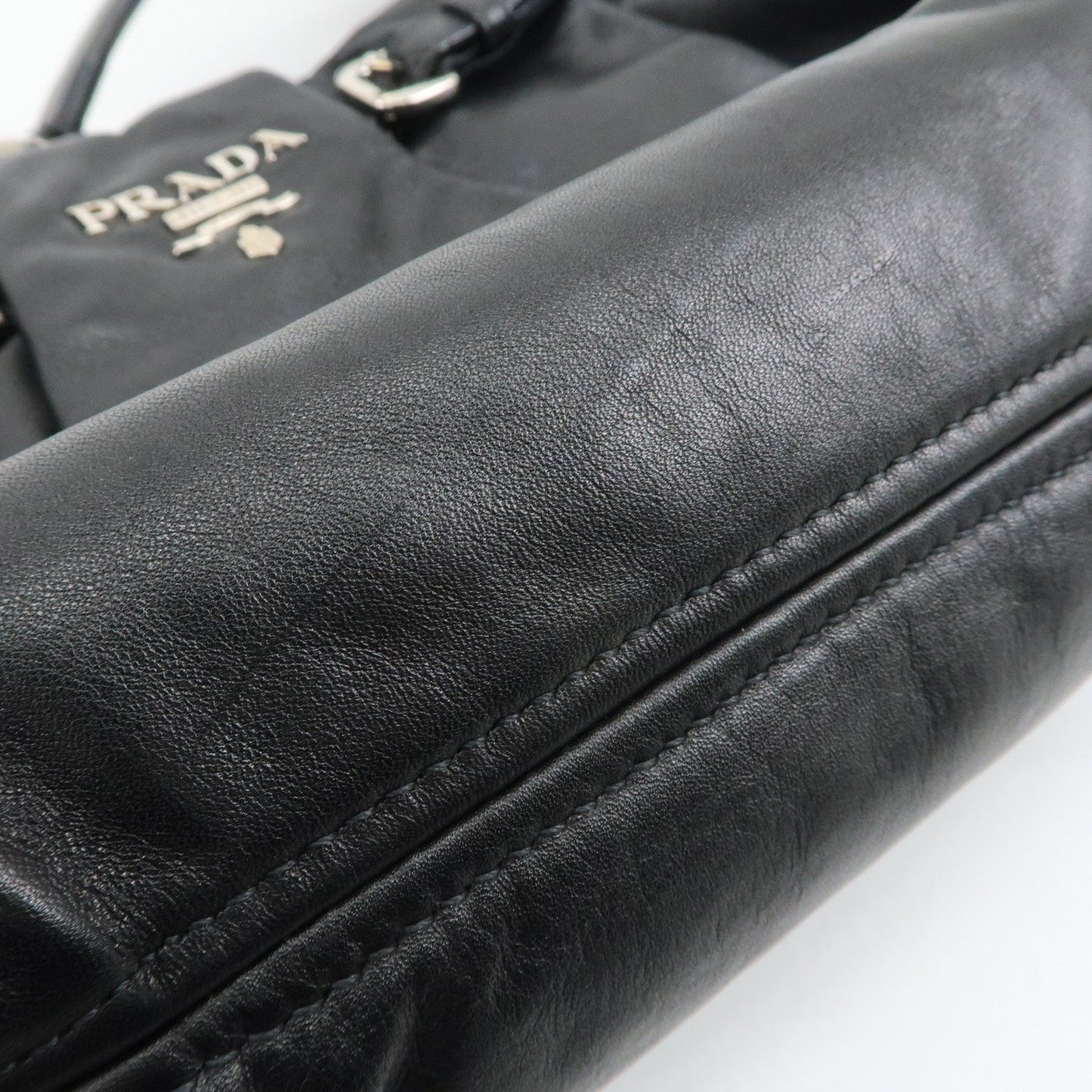 PRADA Soft Calf Leather Shoulder Bag Black BR3795  d