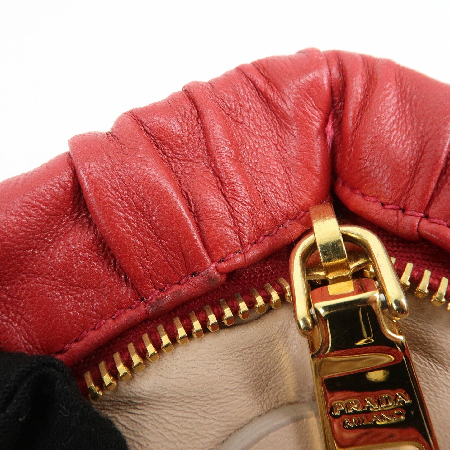 PRADA Leather Clutch Bag Red  d